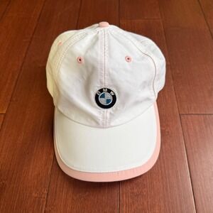 BMW Lifestyle Women White‎ Pink Accent Baseball Cap One Size Fits All